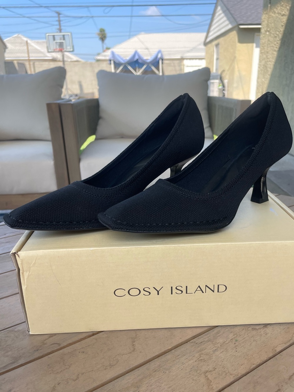 Cosy Island Black Pointed Toe Low Heel Pumps